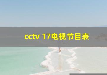 cctv 17电视节目表